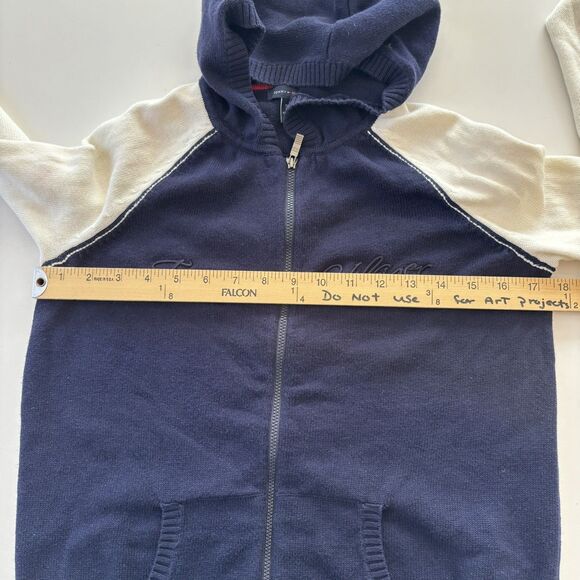 Vintage Tommy Hilfiger Women’s XS Full Zip Sweater Hood Navy/Ivory 2000’s - Picture 4 of 9